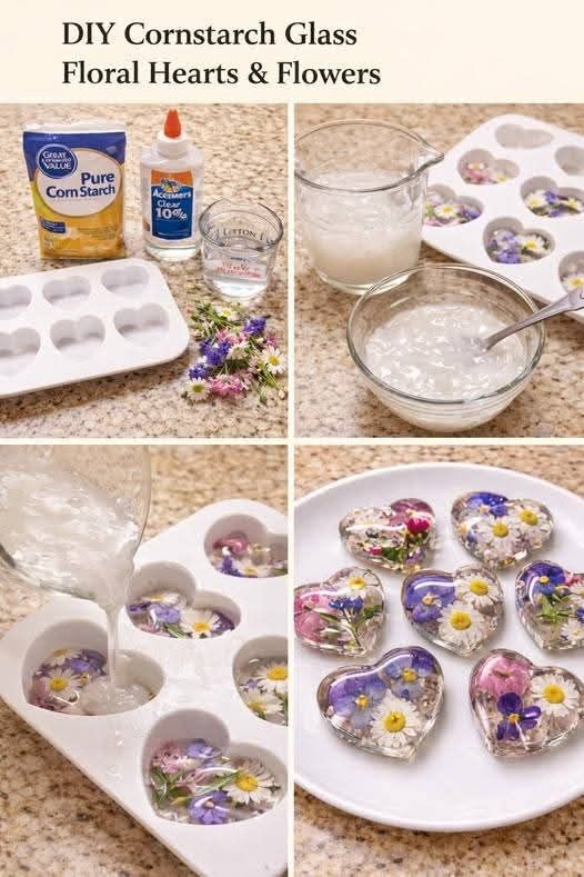 Cornstarch Glass Floral Hearts & Flowers: The Stunning DIY Craft That Looks Like Stained Glass